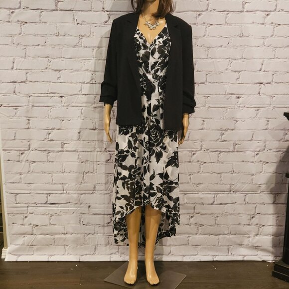 SIMPLY VERA VERA WANG - black white floral high low hem dress - Picture 9 of 10